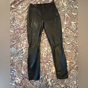SPANX Leather-Like Ankle Skinny Pant - Luxe Black/ Regular/ M